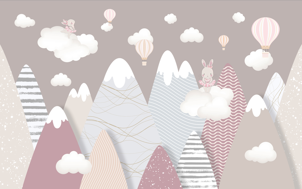 Montagne montgolfière rose